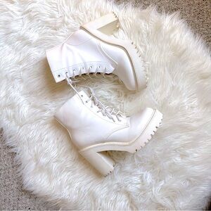 Madden Girl White Lace-Up Boots Size 7